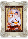 Dhan Dhan Baba Deep Singh Ji Shaheed Premium Canvas Photo with Antique White Crystal Frame – Inner Size 20 × 28 Inch